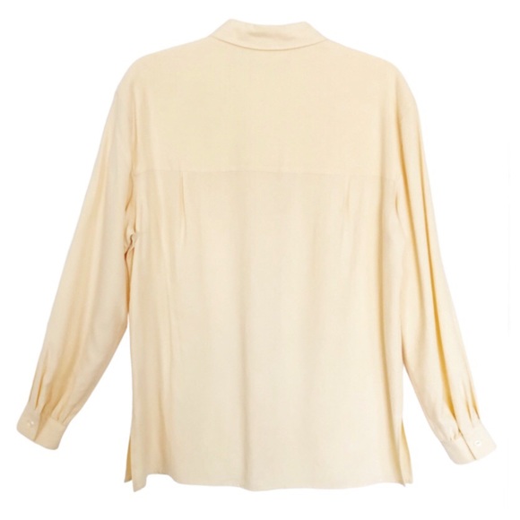 Butter Yellow SILK! Liz Claiborne Long Sleeve Blouse Size 8 - Picture 15 of 16